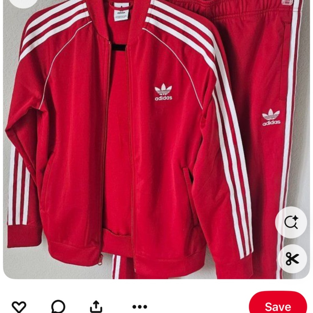 Adidas Bold Red Tracksuit with White Stripes